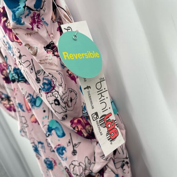 THE BIKINI LAB Swimsuit Size Large Reversible One Piece Floral Solid Beach NWT - Picture 8 of 16